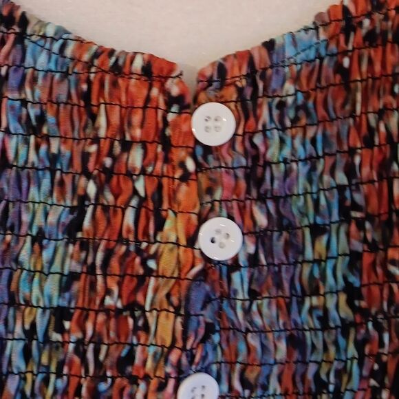 NWT Made With ❤️  Shirred Bodice . Bohemian,   Colorful, Watercolor - Picture 4 of 10